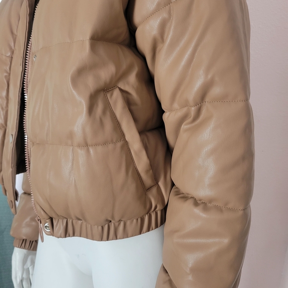 Forever 21 Tan Faux Leather Puffer Jacket - Picture 5 of 7
